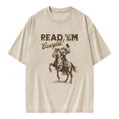Pagewings Bookish Cowgirl Unisex Washed T-shirt