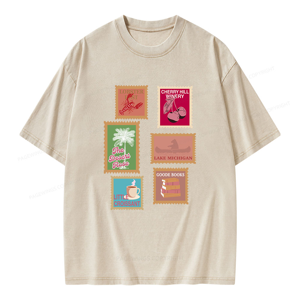 Pagewings Literary Settings Unisex Washed T-shirt