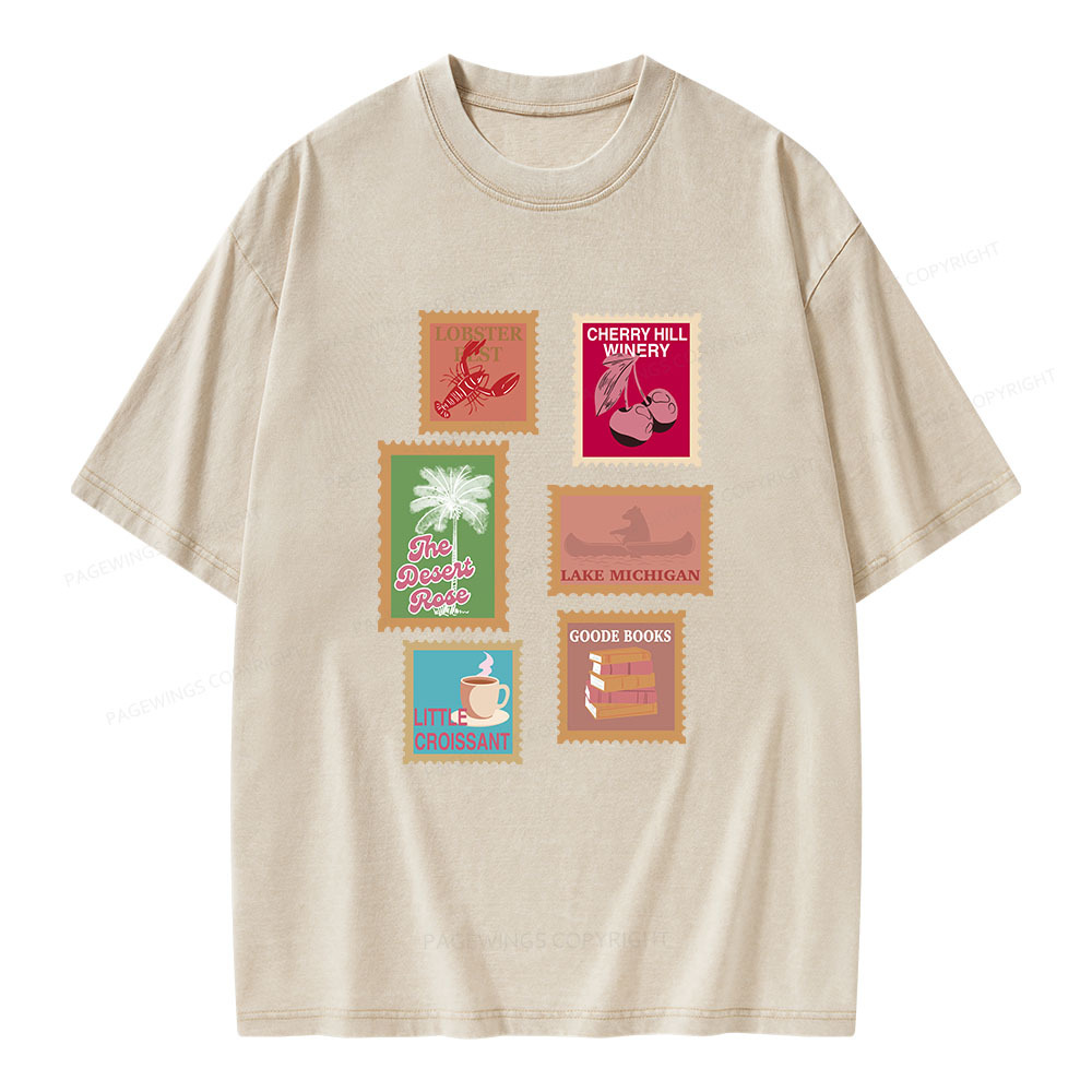 Pagewings Literary Settings Unisex Washed T-shirt