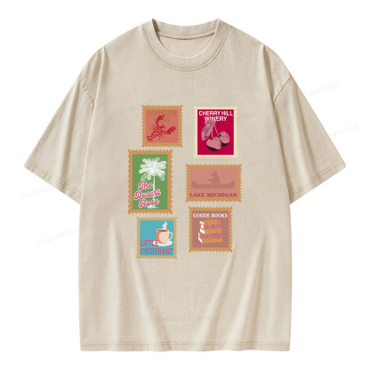 Pagewings Literary Settings Unisex Washed T-shirt