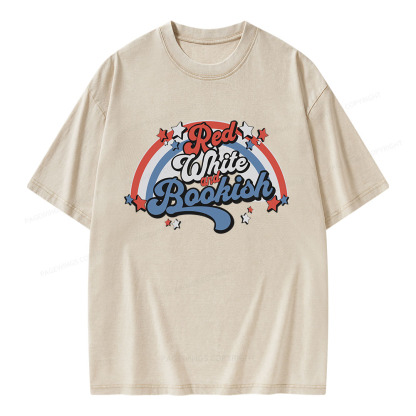 Pagewings Red White And Bookish Unisex Washed T-shirt