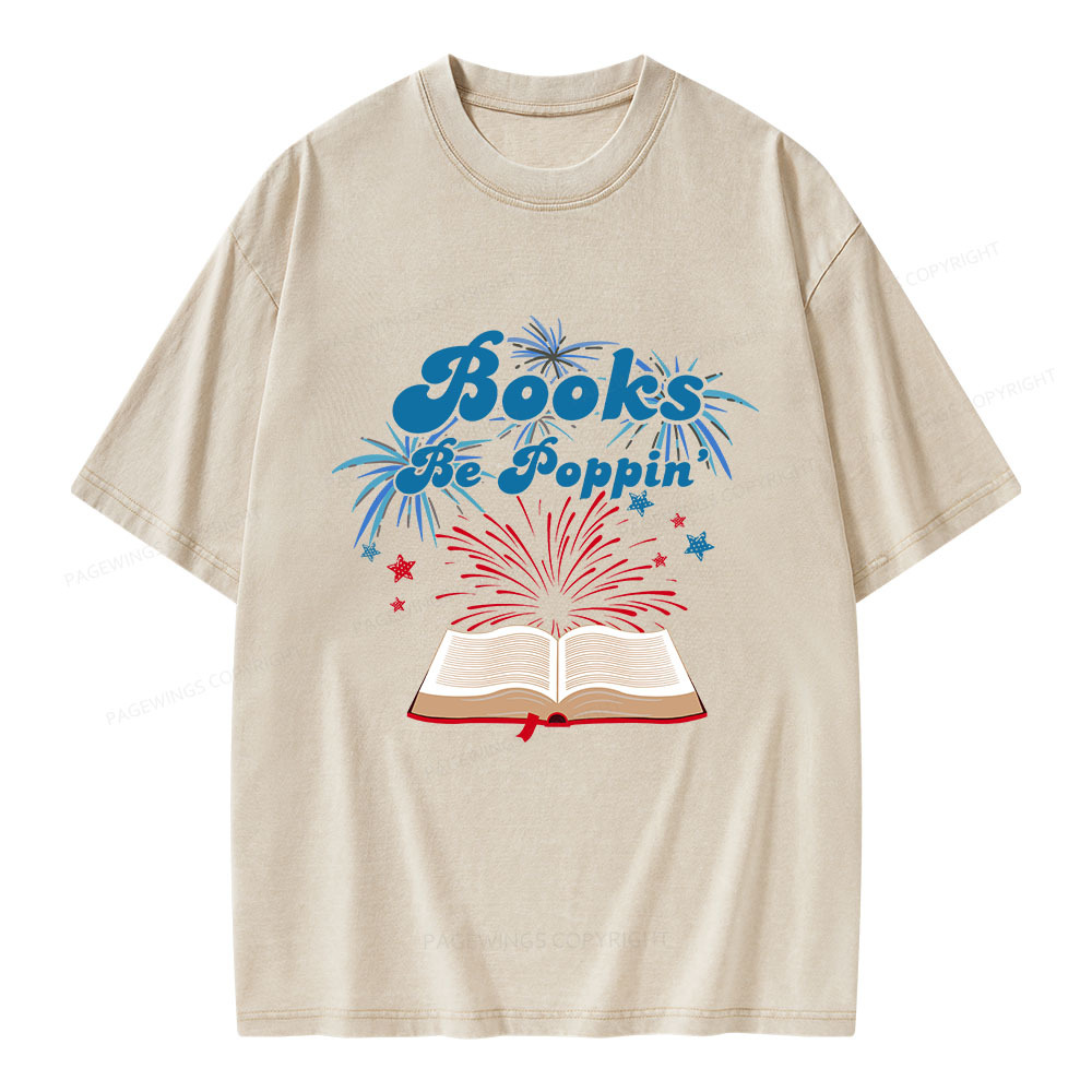 Pagewings Books Be Poppin Unisex Washed T-shirt