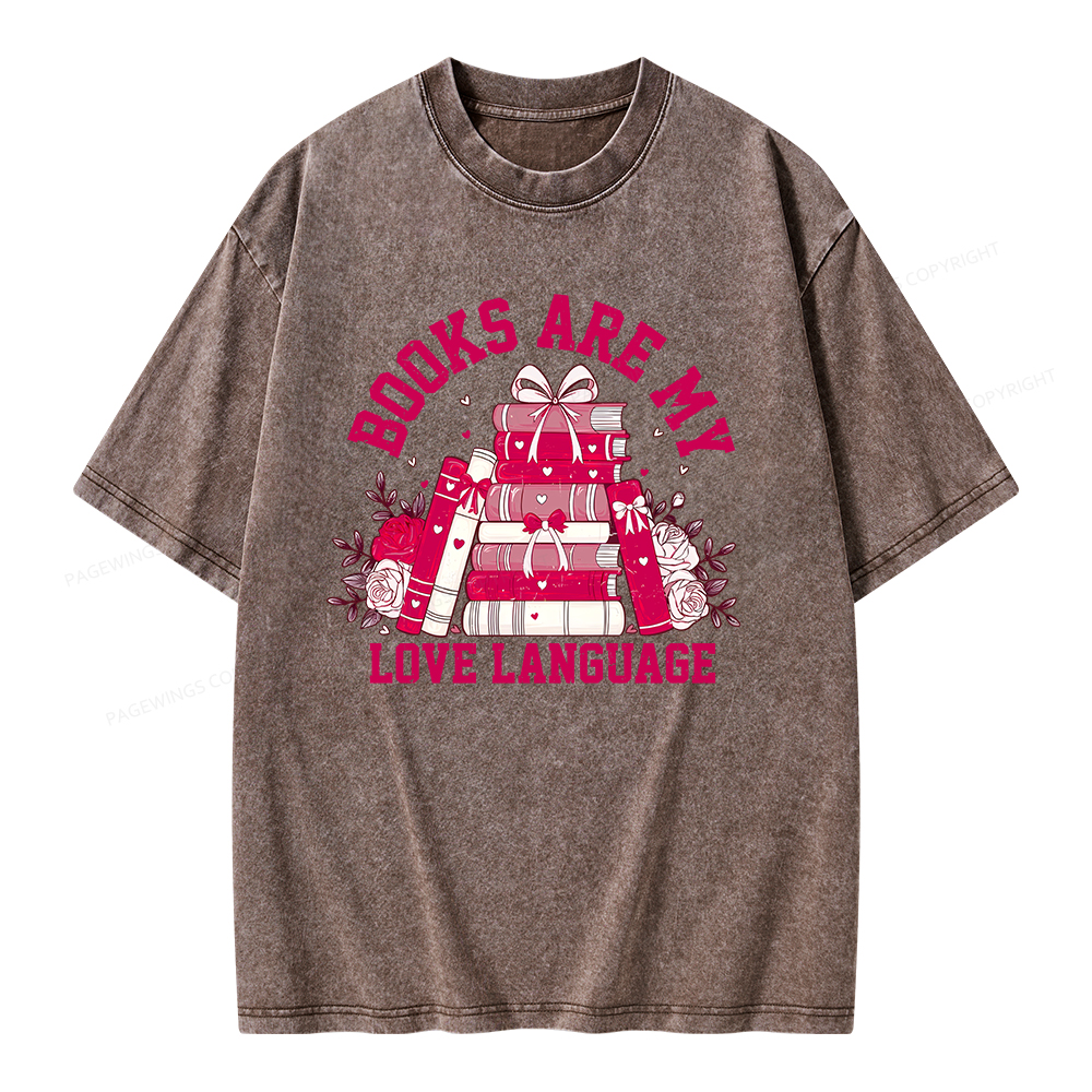 Pagewing Valentine Book Lover Design Gift for Valentine Unisex Washed T-shirt