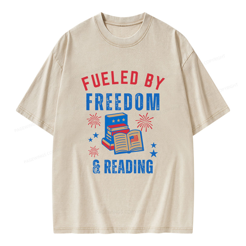 Pagewings Fueled Freedom Reading Unisex Washed T-shirt