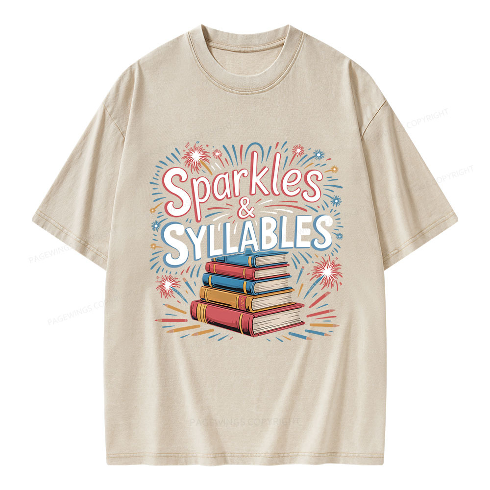 Pagewings Sparkles & Syllables Unisex Washed T-shirt