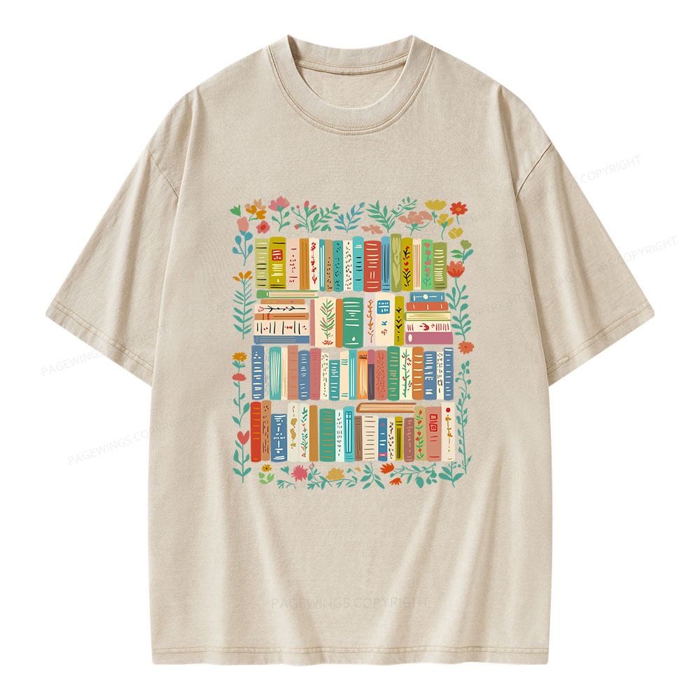 Pagewings Vintage Library Unisex Washed T-shirt