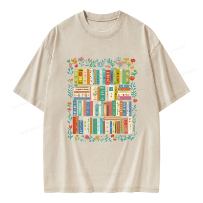 Pagewings Vintage Library Unisex Washed T-shirt
