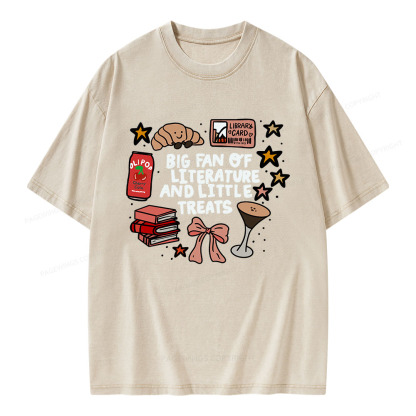 Pagewings Big Fan Of Literature And Little Treats Unisex Washed T-shirt