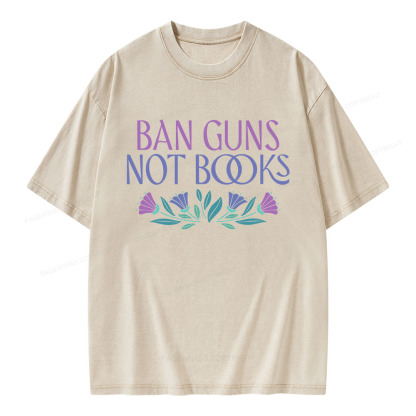 Pagewings Ban Guns Not Books Unisex Washed T-shirt
