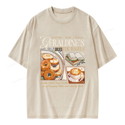 Pagewings Geraldines Buttery Bagels Unisex Washed T-shirt
