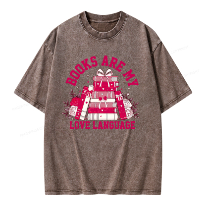 Pagewing Valentine Book Lover Design Gift for Valentine Unisex Washed T-shirt
