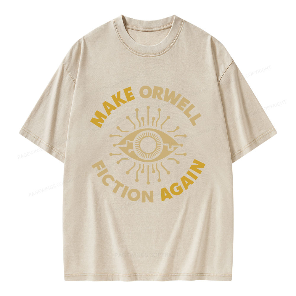 Pagewings Make Orwell Fiction Again Unisex Washed T-shirt