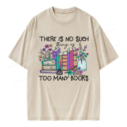 Pagewings No Such Thing as Too Many Books Unisex Washed T-shirt