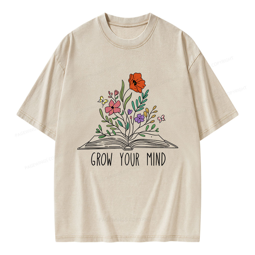Pagewings Grow Your Mind Unisex Washed T-shirt