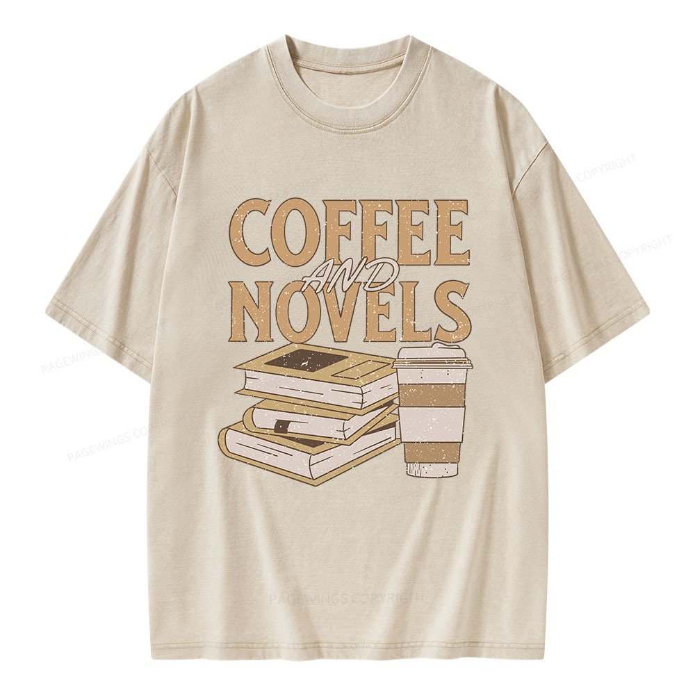 Pagewings Coffee And Novel Unisex Washed T-shirt