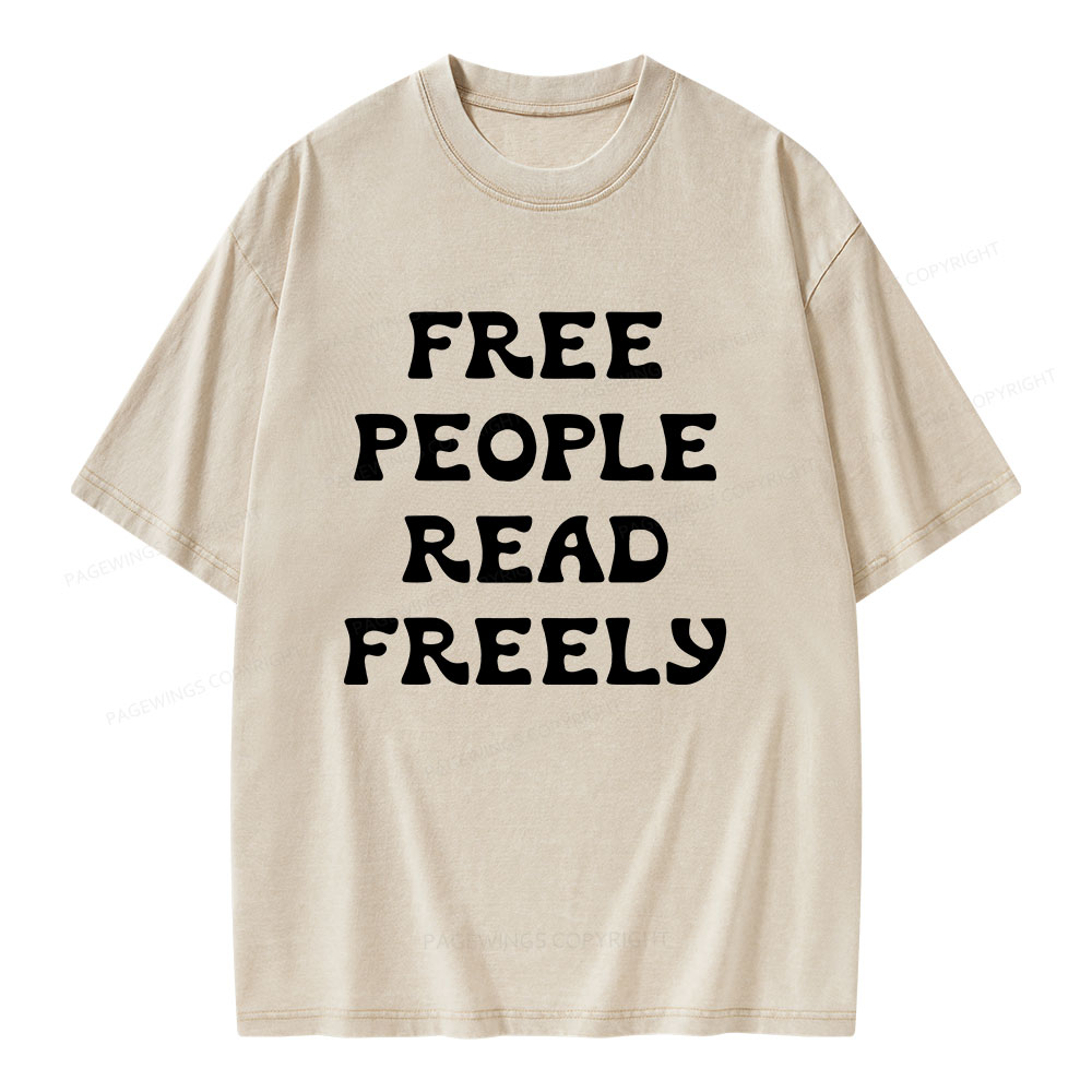 Pagewings Free People Read Freely Unisex Washed T-shirt
