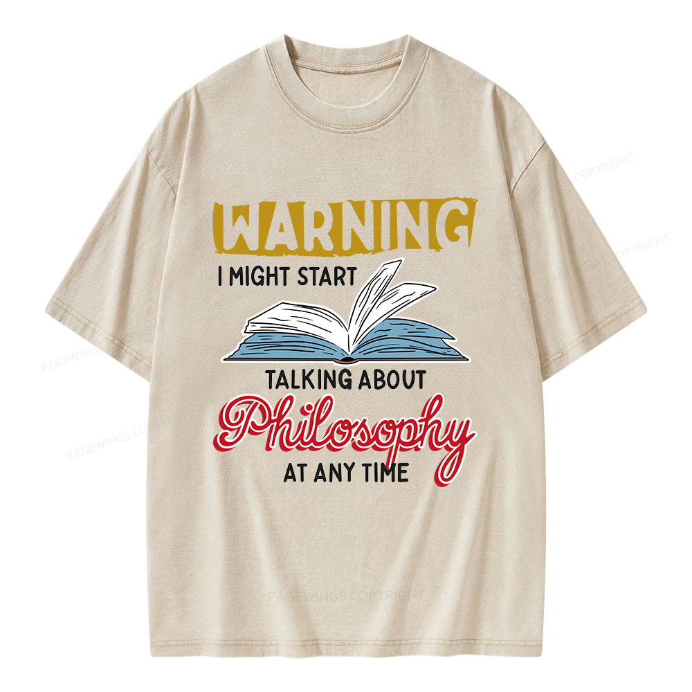 Pagewings Talking About Philosophy At Any Time Unisex Washed T-shirt