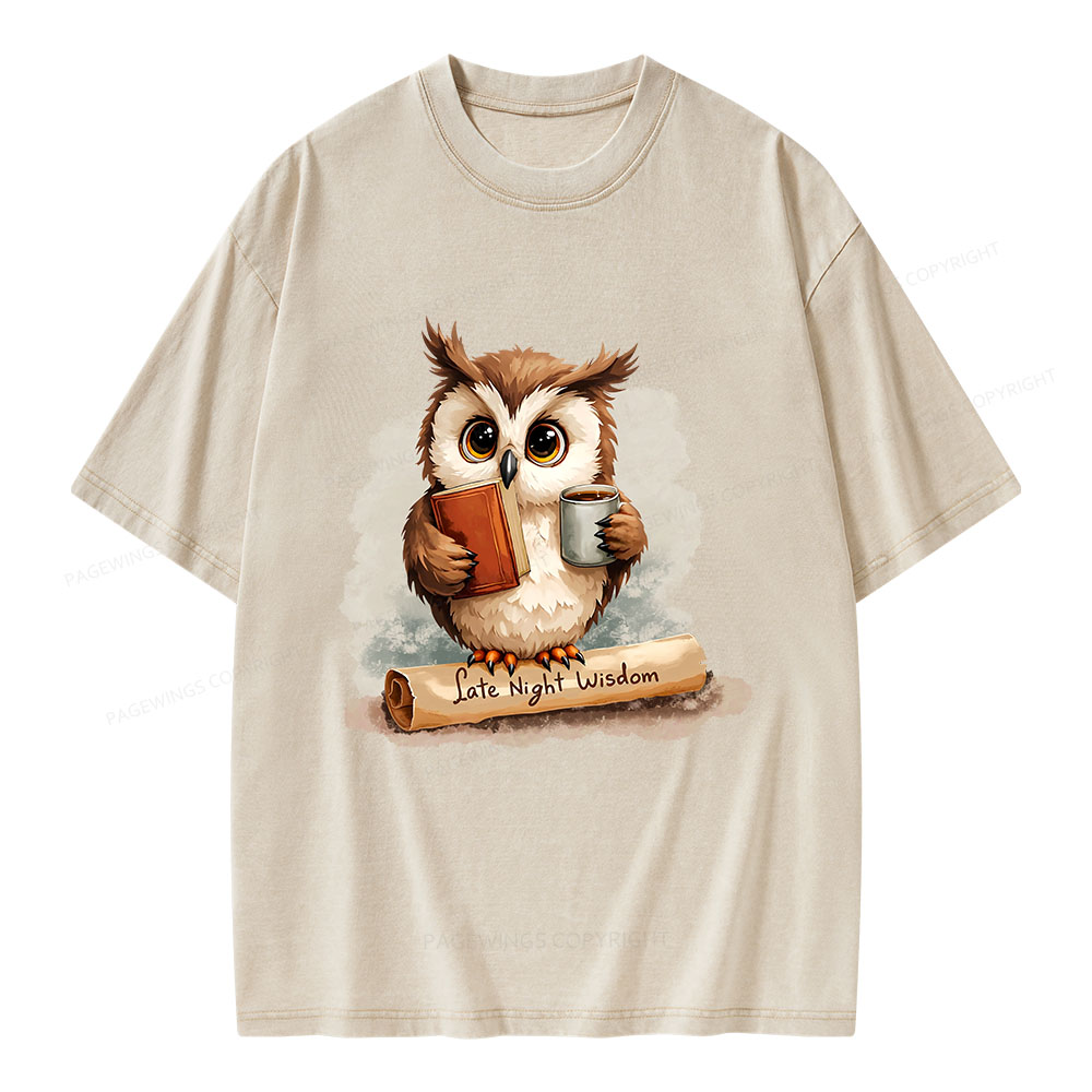 Pagewings Late Night Wisdom Unisex Washed T-shirt