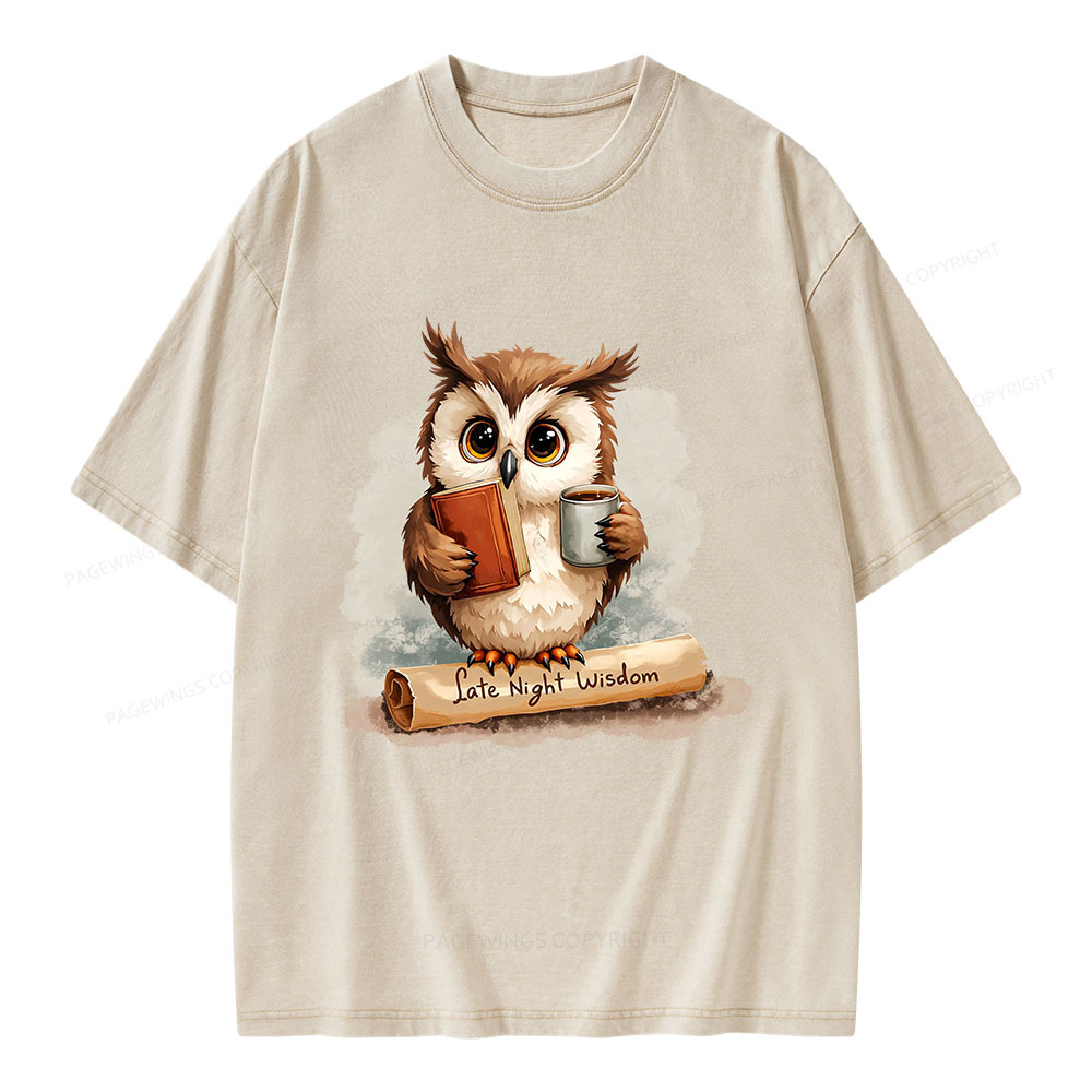 Pagewings Late Night Wisdom Unisex Washed T-shirt