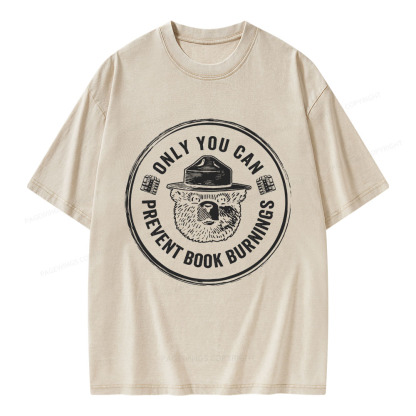 Pagewings Only You Can Prevent Book Burnings Unisex Washed T-shirt