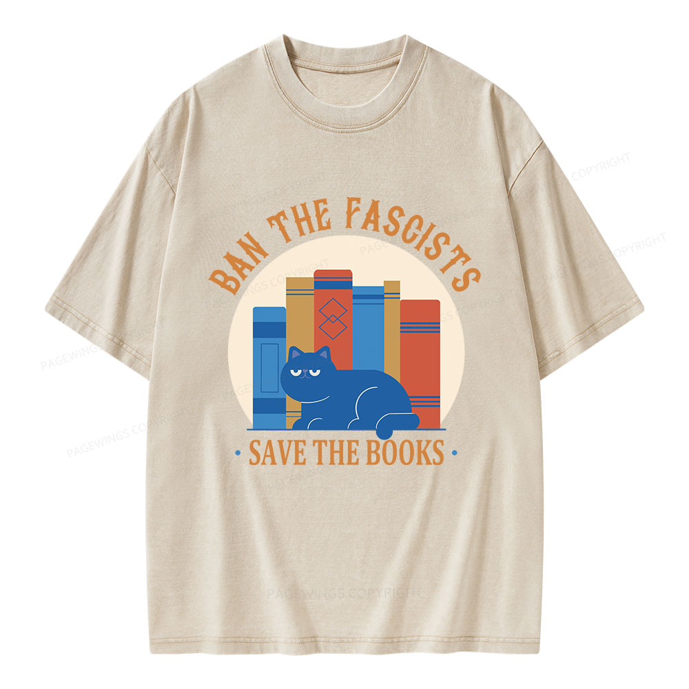 Pagewings Ban The Fascists Save The Books Unisex Washed T-shirt