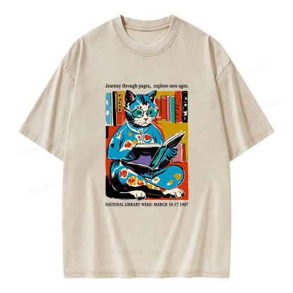 Pagewings 1987 National Library Week Poster Unisex Washed T-shirt