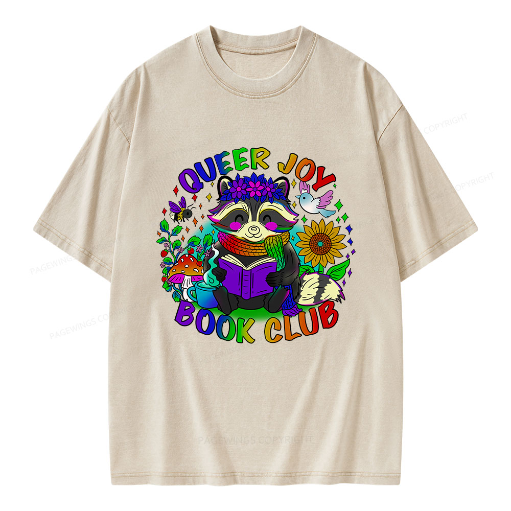 Pagewings Queer Joy Book Club Unisex Washed T-shirt