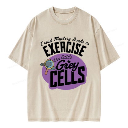 Pagewings I Read Mystery Books to Exercise The Little Grey Cells Unisex Washed T-shirt