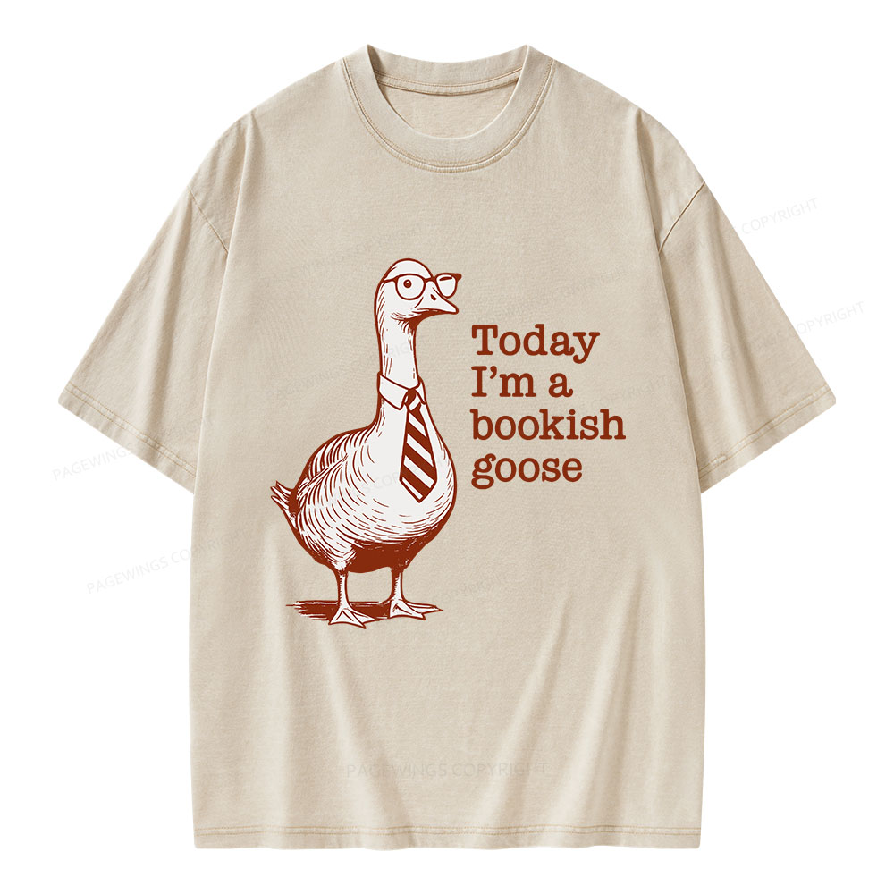Pagewings Today I'm A Bookish Goose Unisex Washed T-shirt
