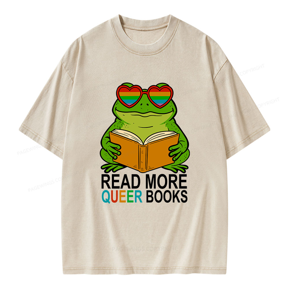Pagewings Read More Queer Books Unisex Washed T-shirt