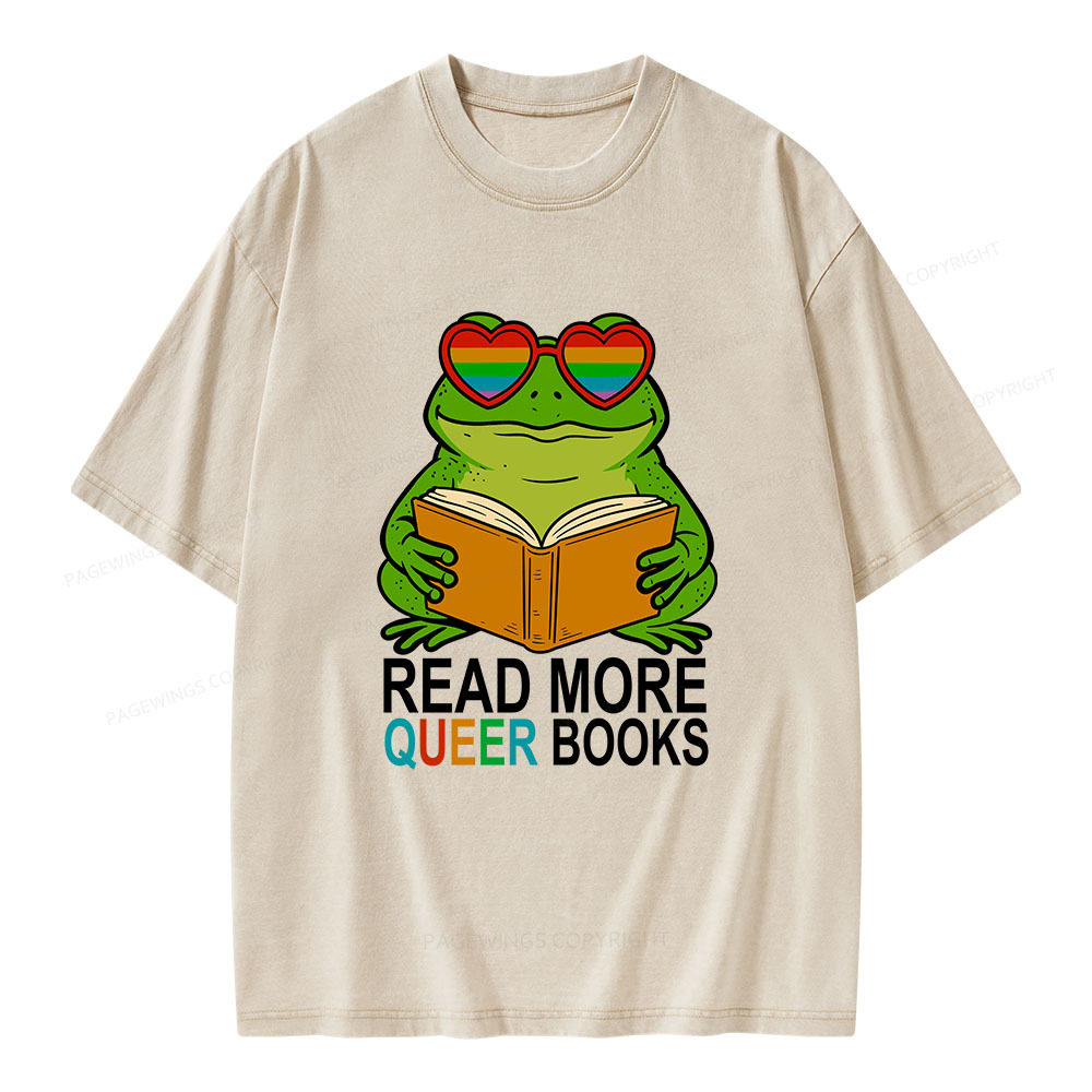 Pagewings Read More Queer Books Unisex Washed T-shirt