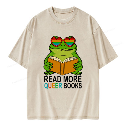 Pagewings Read More Queer Books Unisex Washed T-shirt