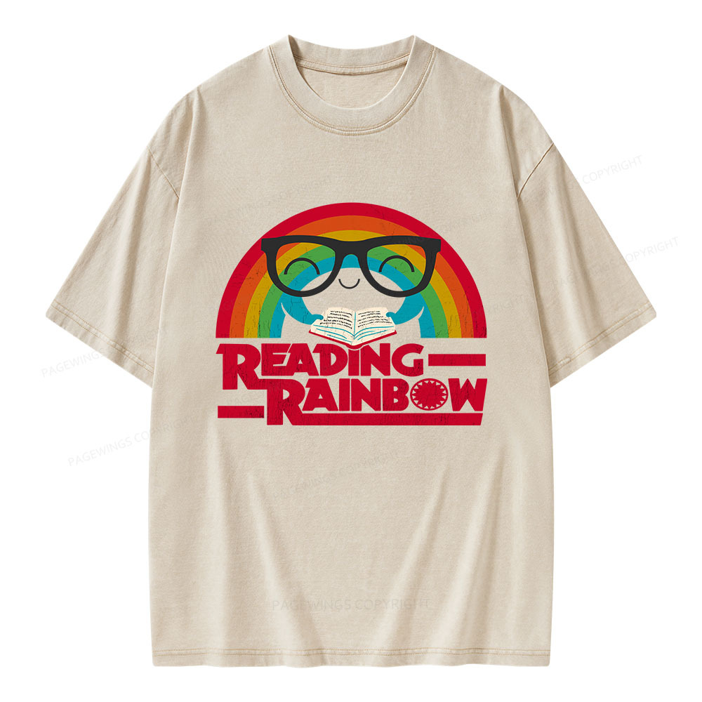 Pagewings Reading Rainbow Unisex Washed T-shirt