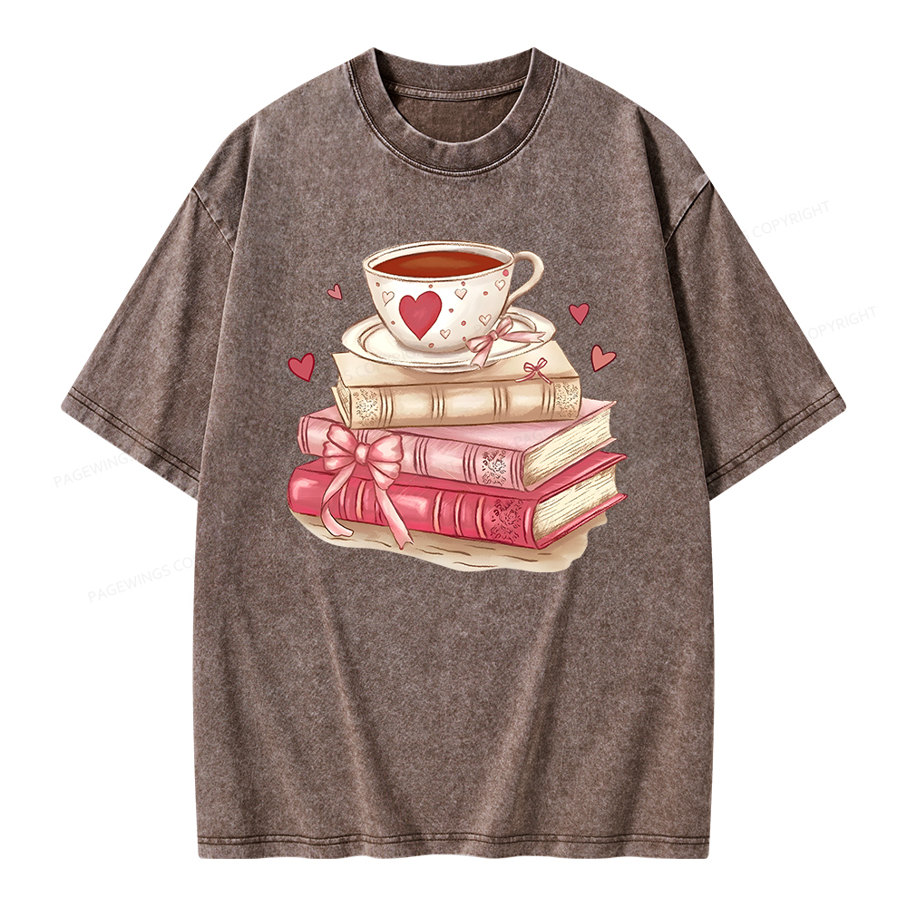 Pagewing Book Lover Valentine Sweatshirt Unisex Washed T-shirt