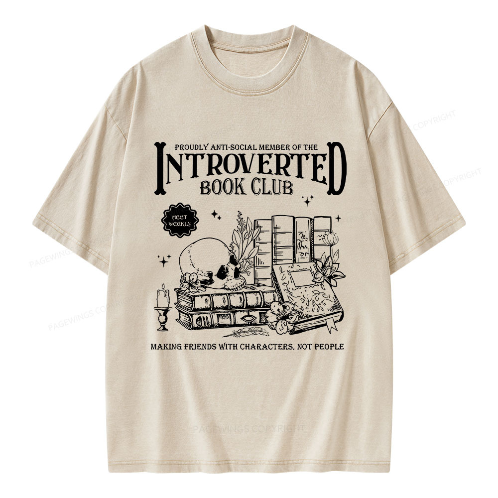 Pagewings Introverted Book Club Unisex Washed T-shirt
