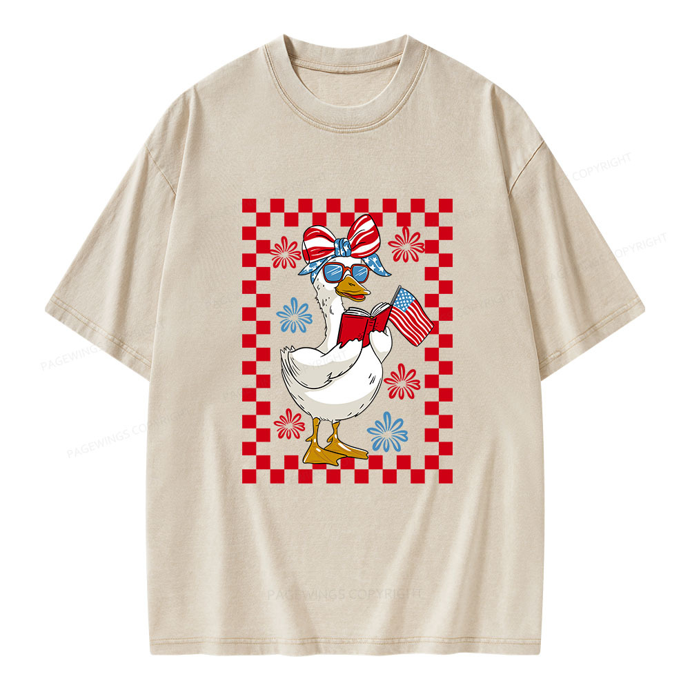 Pagewings 4th July Goose Unisex Washed T-shirt