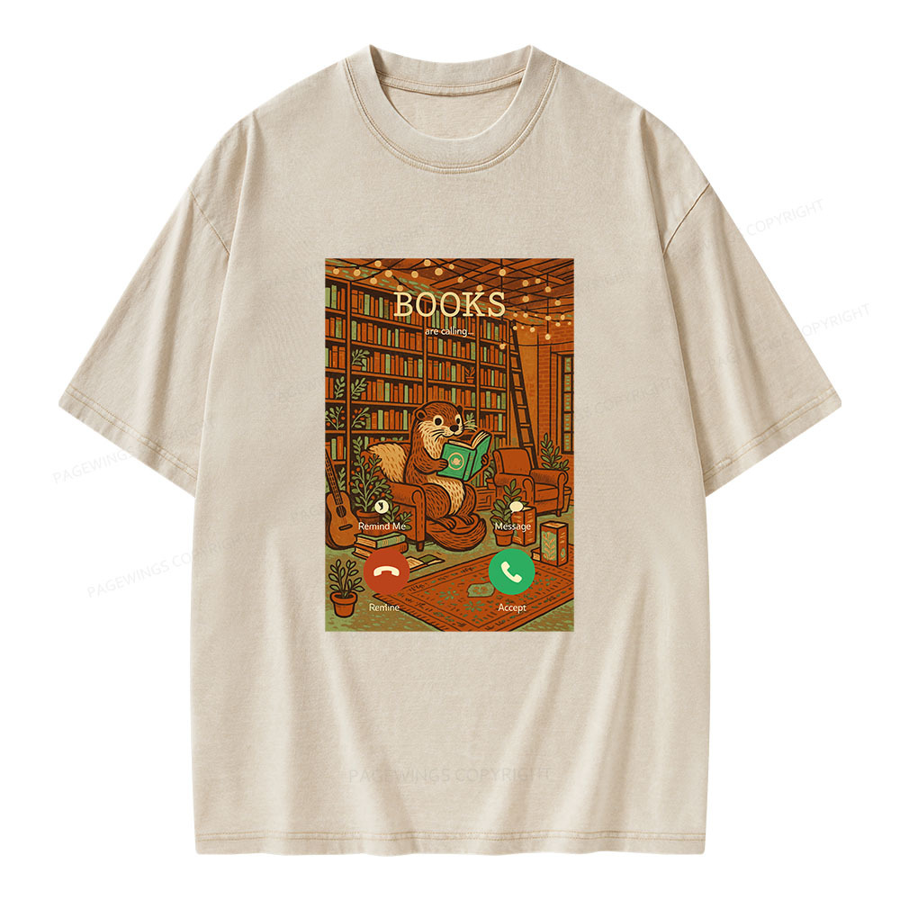 Pagewings Books Are Calling... Unisex Washed T-shirt