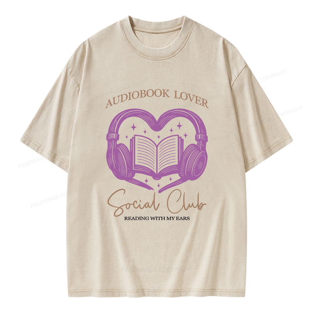 Pagewings Audiobook lover Social Club Unisex Washed T-shirt