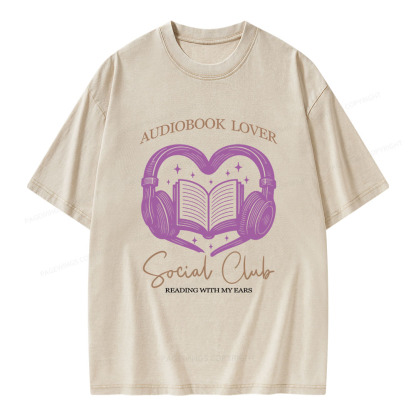 Pagewings Audiobook lover Social Club Unisex Washed T-shirt
