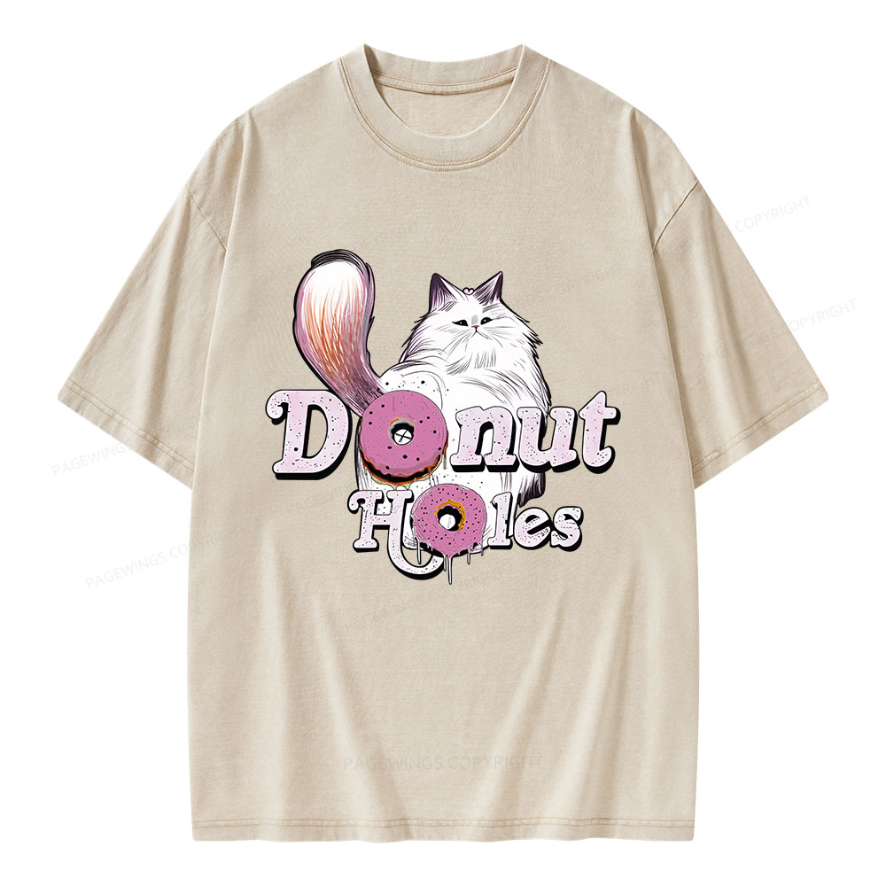Pagewings Donut Cat Bookish Unisex Washed T-shirt