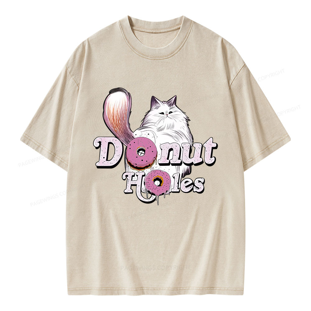 Pagewings Donut Cat Bookish Unisex Washed T-shirt