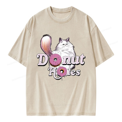 Pagewings Donut Cat Bookish Unisex Washed T-shirt