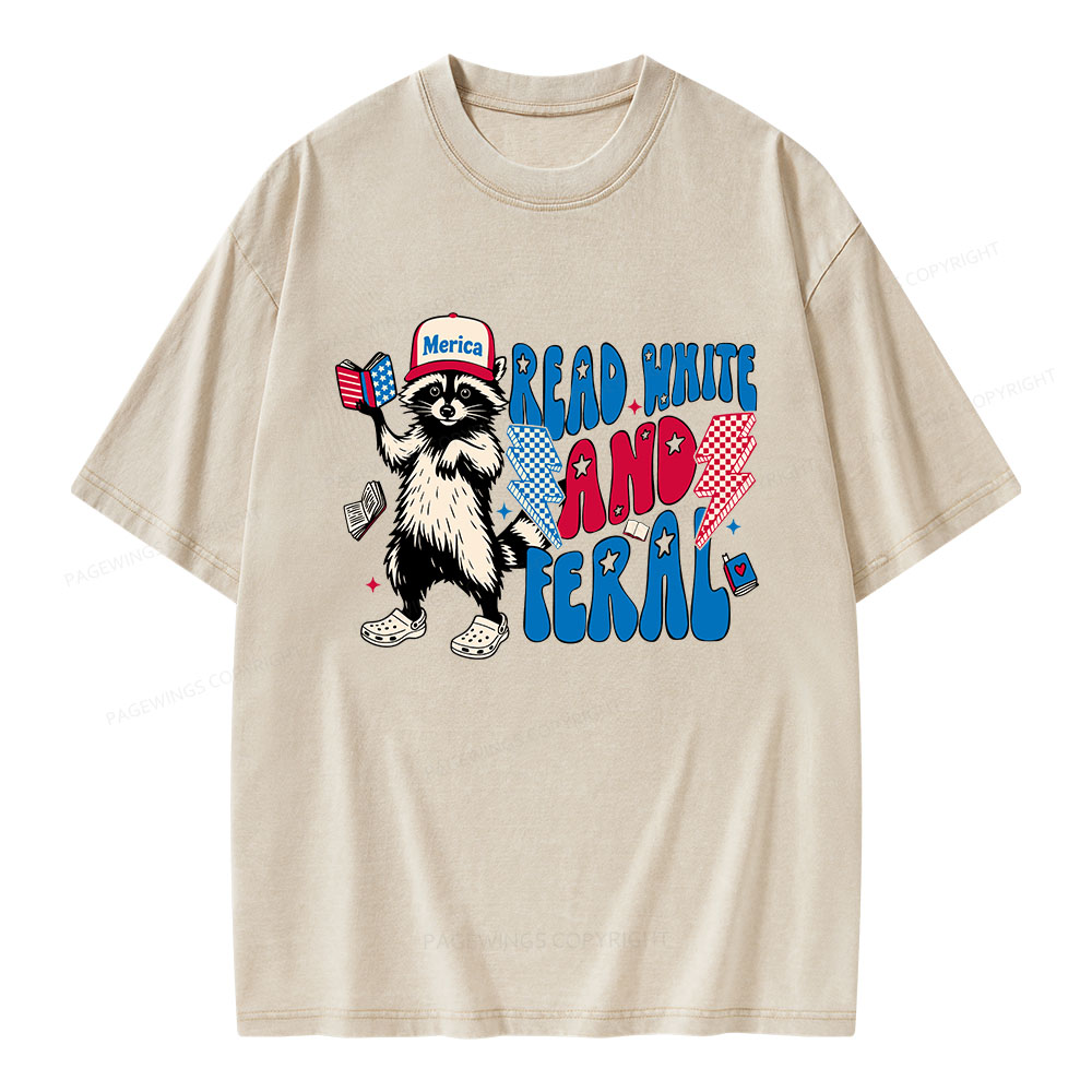 Pagewings 4th of July Raccoon Unisex Washed T-shirt