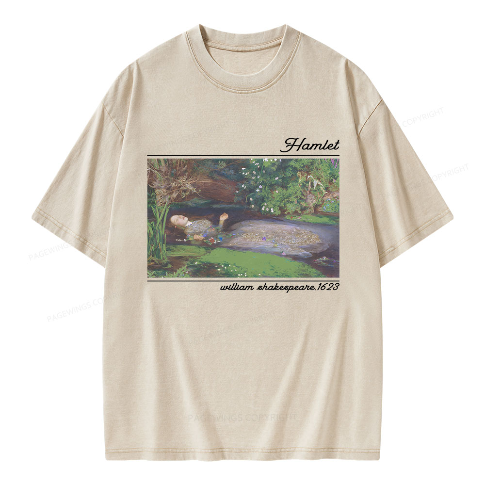 Pagewings Hamlet Ophelia Shakespeare Unisex Washed T-shirt
