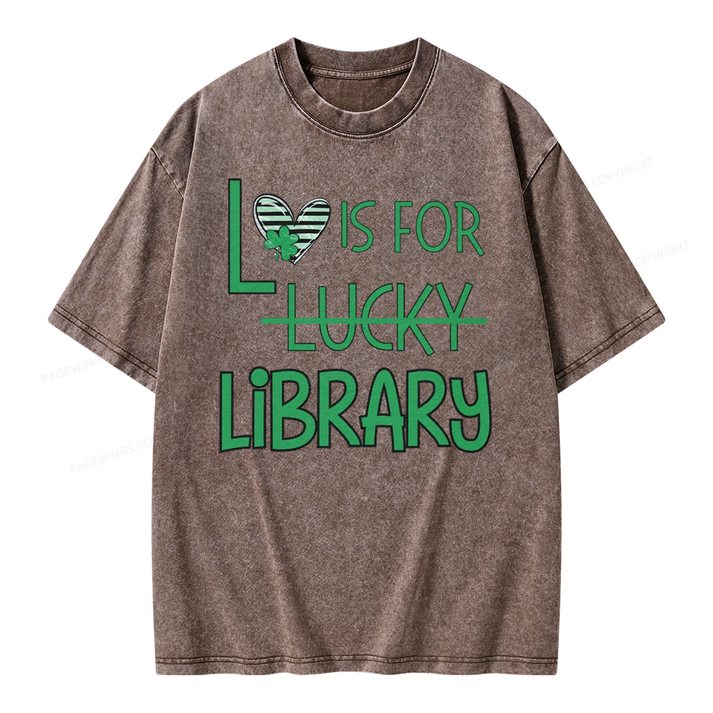 Pagewing St Patricks Day Librarian Tshirt Shirt Unisex Washed T-shirt