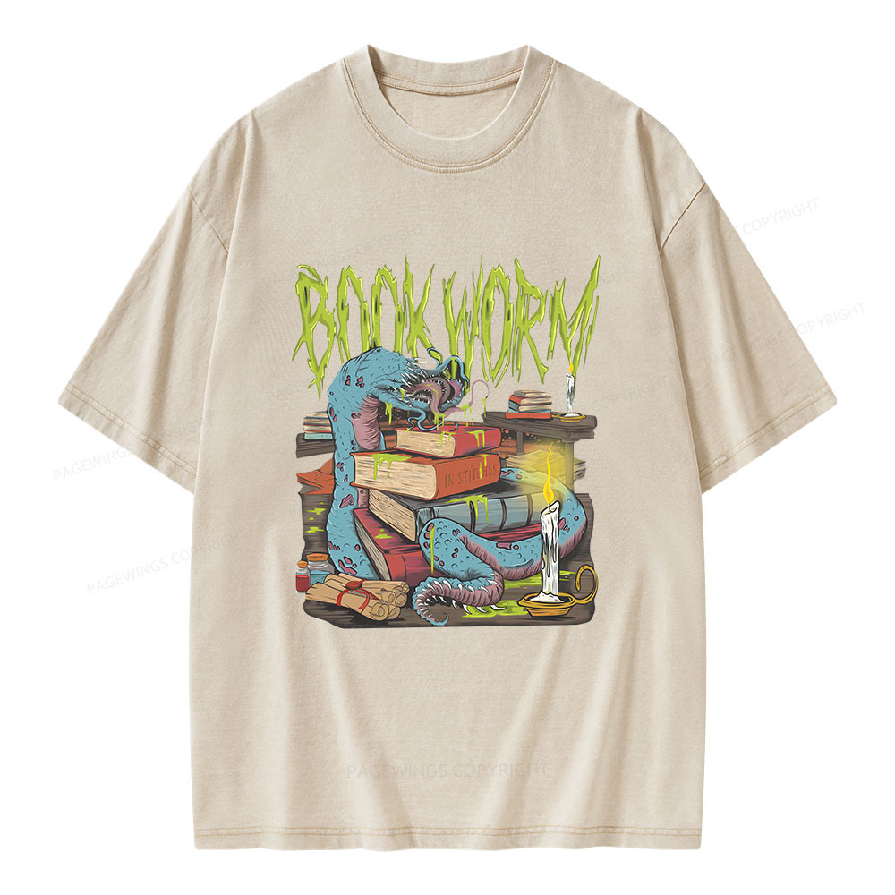 Pagewings Bookish Book Worm Unisex Washed T-shirt