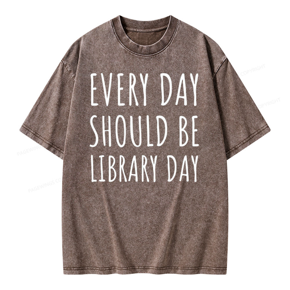Pagewings Library Day Media Specialist Shirt Library Shirt Unisex Washed T-shirt