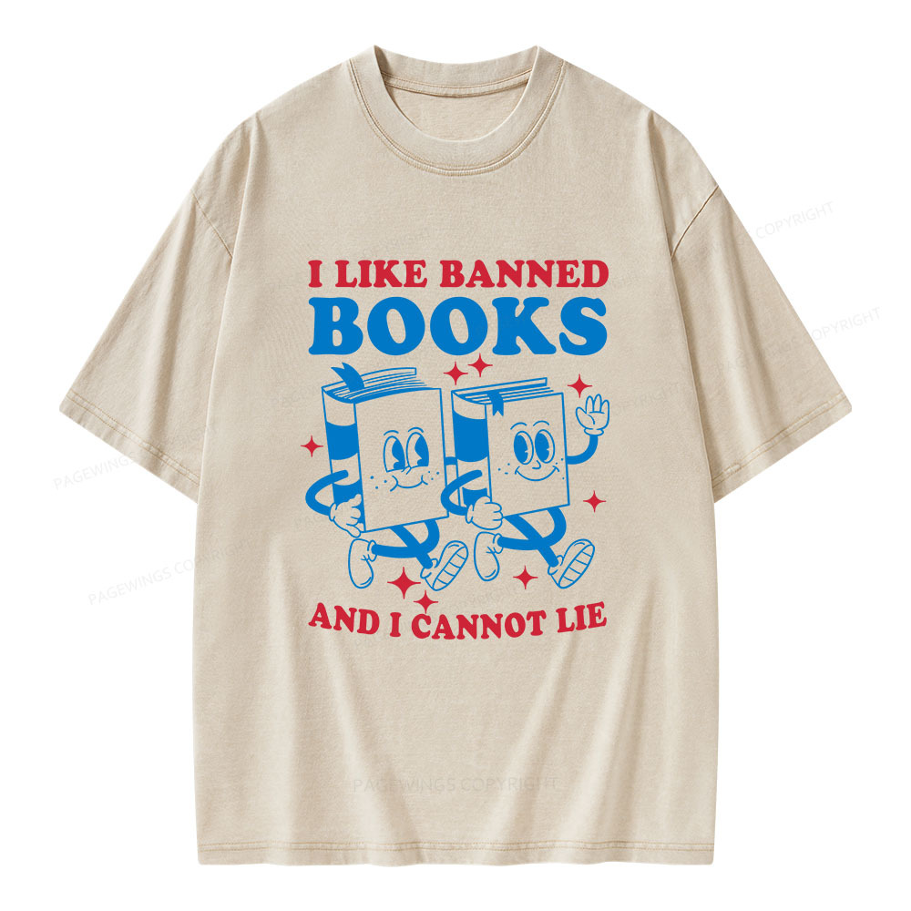 Pagewings I Like Banned Books And I Cannot Lie Unisex Washed T-shirt