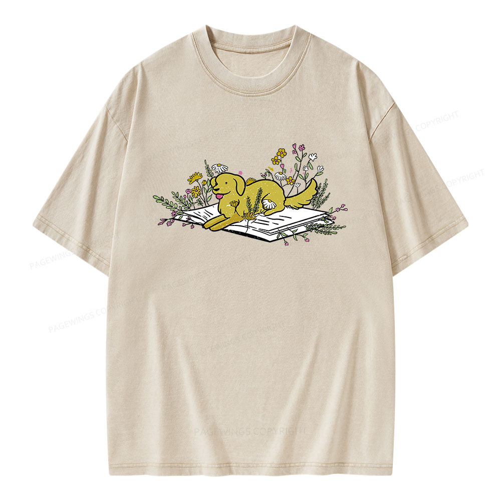 Pagewings Dog Read Books Be Kind Stay Weird Unisex Washed T-shirt