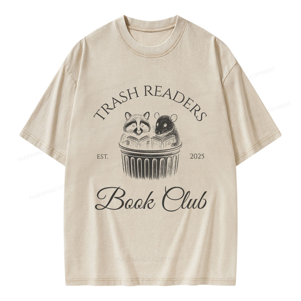 Pagewings Trash Readers Book Club Unisex Washed T-shirt